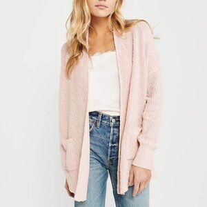 Abercrombie Cardigan Sweater Women Knit Open Pink Blush Shawl Collar Pockets M